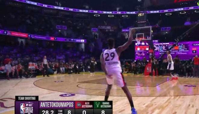 Οι προσπάθειες του Άλεξ Αντετοκούνμπο στο Shooting Skills challenge