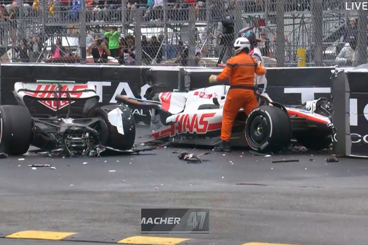 Formula 1, GP Μονακό: Κόπηκε στα δύο το μονοθέσιο του Μικ Σουμάχερ μετά από πρόσκρουση με τις μπαριέρες
