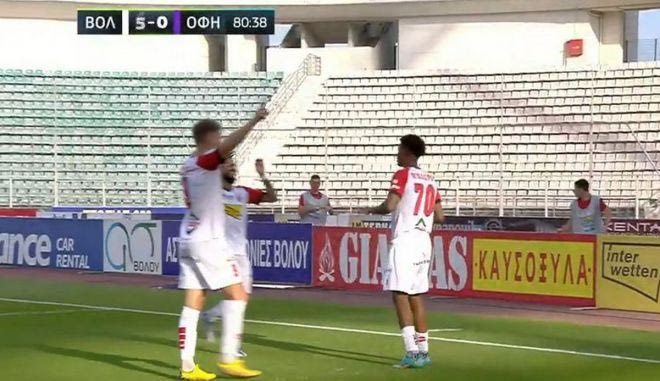 Ο Ροσέρο στο 81′ ξανά με κεφαλιά έκανε το 5-0 στο Βόλος – ΟΦΗ