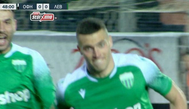 H άψογη κεφαλιά του Νίκα για το 1-0 του Λεβαδειακού απέναντι στον ΟΦΗ