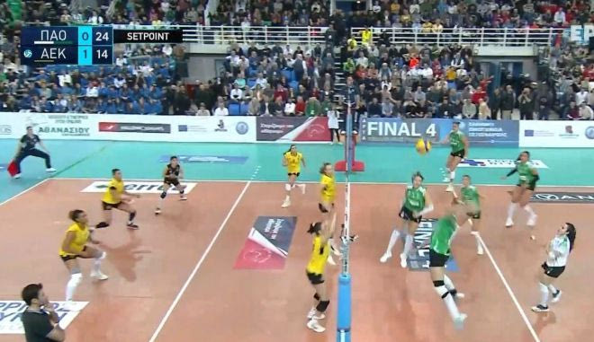 Ο Παναθηναϊκός ισοφάρισε σε 1-1 σετ την ΑΕΚ με οβίδα της Γκρόθες