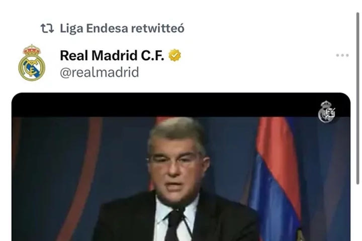 Η ACB απολογήθηκε γιατί έκανε κατά λάθος retweet το video της Ρεάλ κατά του Λαπόρτα και της Μπαρτσελόνα