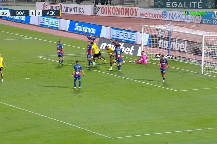 Το 1-1 του Γιόνσον για την ΑΕΚ κόντρα στον Βόλο