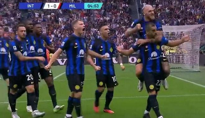 Το 1-0 της Ίντερ με προβολή του Μχιταριάν στο 5′