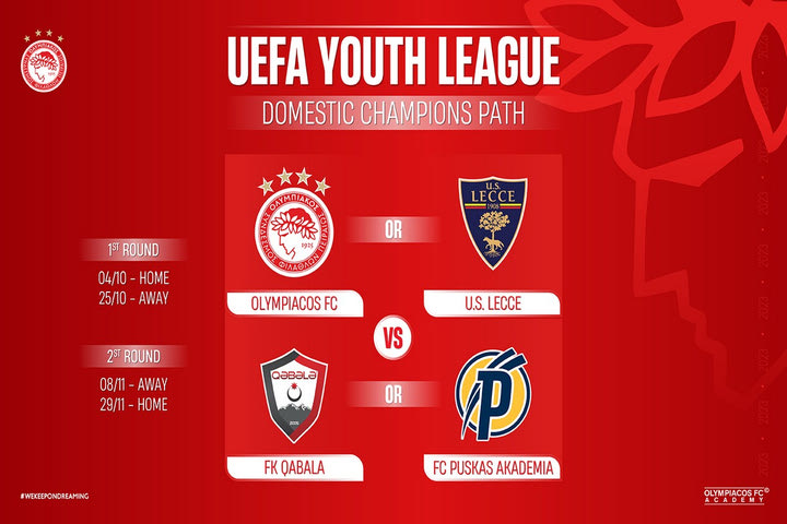 Ολυμπιακός: Με τη Λέτσε στο Youth League η Κ19 των ερυθρόλευκων