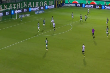 Παναθηναϊκός – ΠΑΟΚ: Το ωραίο σουτ του Τόμας στο 57′ σταμάτησε στο οριζόντιο δοκάρι του Μπρινιόλι