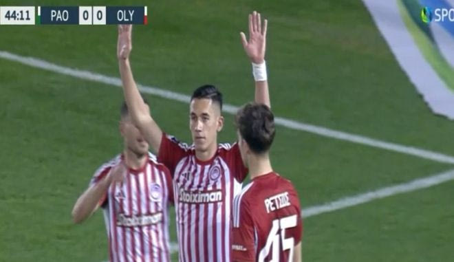 Το όμορφο γκολ του Αλεξανδρόπουλου για το 1-0 του Ολυμπιακού, το οποίο δεν πανηγύρισε