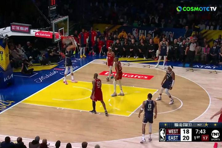 NBA All-Star Game 2024: Το ανάποδο κάρφωμα του Γιάννη Αντετοκούνμπο έπειτα από alley oop του Αντεμπάγιο