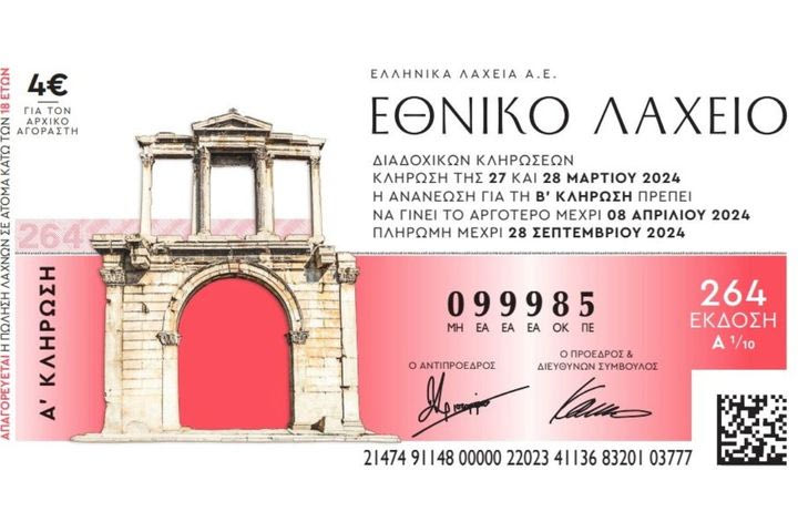 Διαθέσιμοι οι λαχνοί της νέας έκδοσης του Εθνικού Λαχείου με εγγυημένο έπαθλο 1 εκατ. ευρώ – Στις 27 Μαρτίου η πρώτη κλήρωση