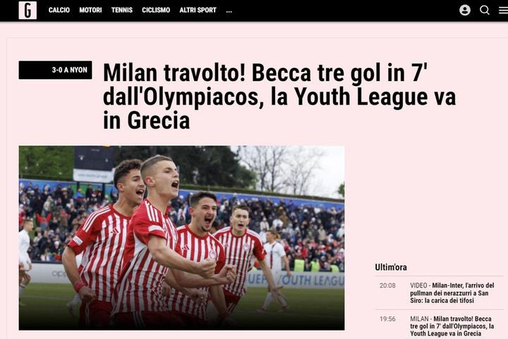 Η υπόκλιση της Gazzetta dello Sport στα τρομερά μωρά του Ολυμπιακού: “Το όνειρο της Μίλαν γκρεμίστηκε σε ερυθρόλευκο βράχο”