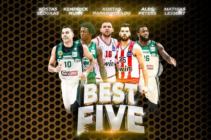 Stoiximan Basket League: Με τρεις παίκτες του Παναθηναϊκού AKTOR και δύο του Ολυμπιακού η κορυφαία πεντάδα της σεζόν 2023/24