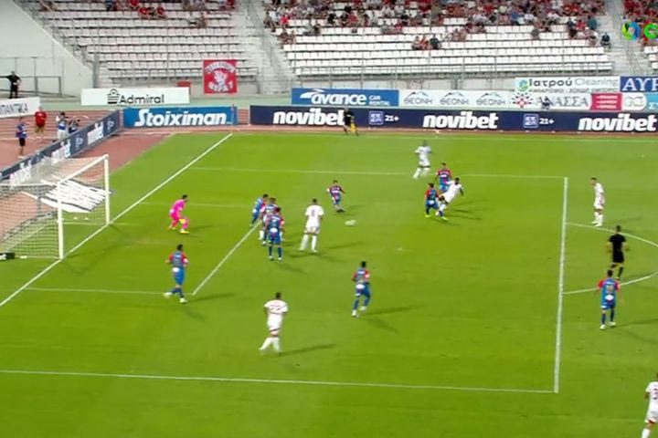 Το αριστερό πλασέ του Ροντινέι για το 1-0 του Ολυμπιακού κόντρα στον Βόλο