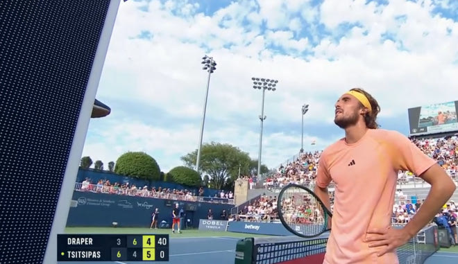 Το ξέσπασμα του Στέφανου Τσιτσιπά στον διαιτητή απευθυνόμενός του στα ελληνικά