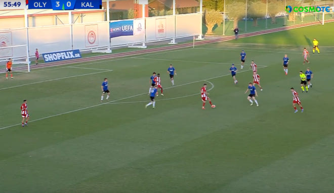Το σουτ του Παπακανέλλου για το 4-0 του Ολυμπιακού