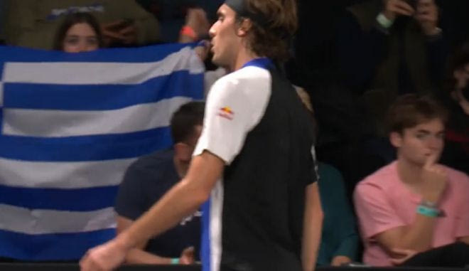 Η κατάκτηση του πρώτου σετ από τον Τσιτσιπά κόντρα στον Ταμπίλο