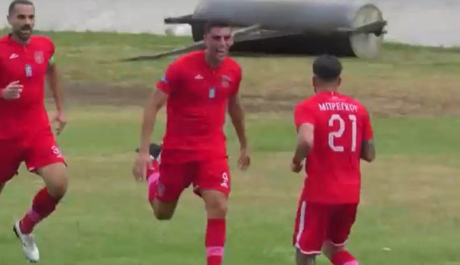 Το πλασέ του Λιούμη για το 1-0 του Διαγόρα κόντρα στην Καβάλα