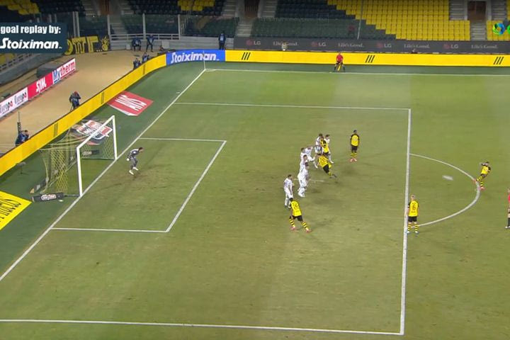 Το 2-0 της ΑΕΚ με την απευθείας εκτέλεση φάουλ του Φερνάντες