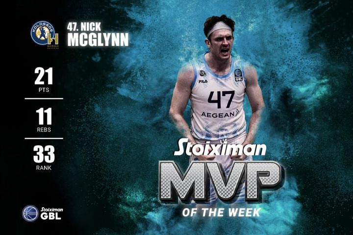 Stoiximan GBL: MVP της 13ης αγωνιστικής ο Νικ ΜακΓκλίν του Κολοσσού