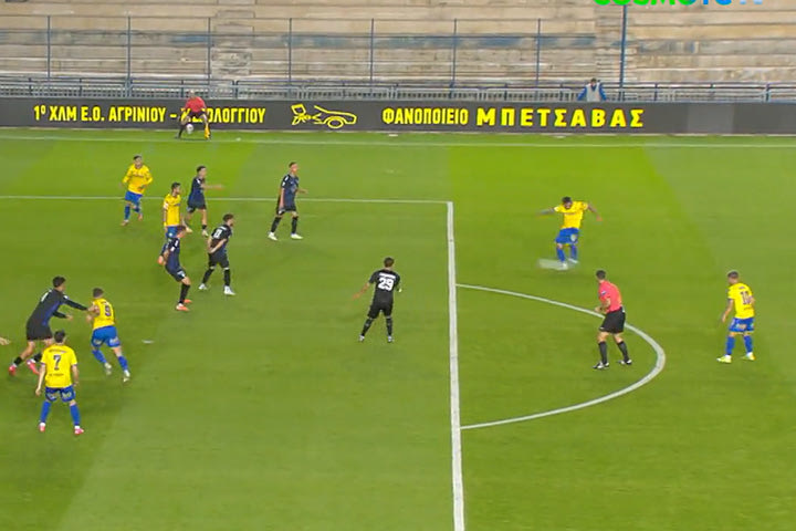 Ο Παναιτωλικός έκανε το 1-0 απέναντι στην Ελλάς Σύρου με “κεραυνό” του Τσούρα