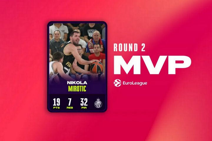 EuroLeague: MVP της δεύτερης αγωνιστικής ο Νίκολα Μίροτιτς