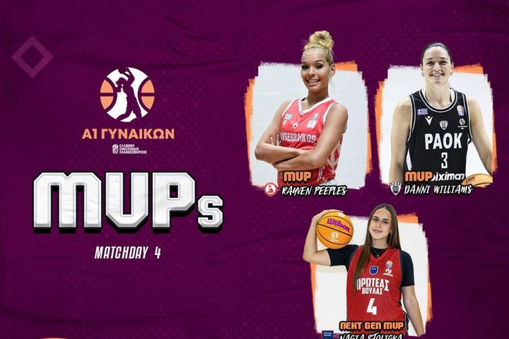 Α1 Γυναικών: Γουίλιαμς και Πιπλς οι κορυφαίες της 4ης αγωνιστικής