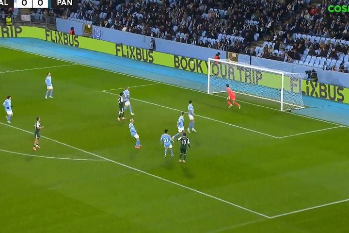 Ο Παναθηναϊκός άγγιξε το γκολ, με τον Τετέ να στέλνει την μπάλα στο δοκάρι κόντρα στη Μάλμε