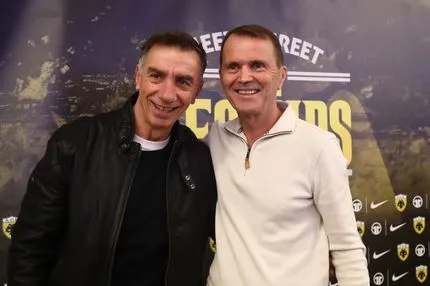 Μπορμπόκης, Μάνωλας και μικρός Γιάννης φωτογραφήθηκαν με τον Τόνι Σαβέβσκι που μοίρασε αυτόγραφα στην OPAP Arena