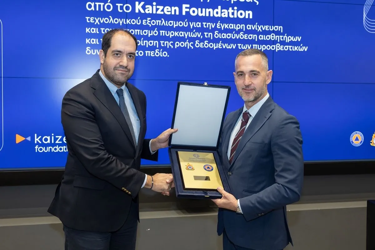 Ο Yπουργός Κλιματικής Κρίσης και Πολιτικής Προστασίας, Γιάννης Κεφαλογιάννης, με τον Πρόεδρο του Kaizen Foundation, Πάνο Κωνσταντόπουλο