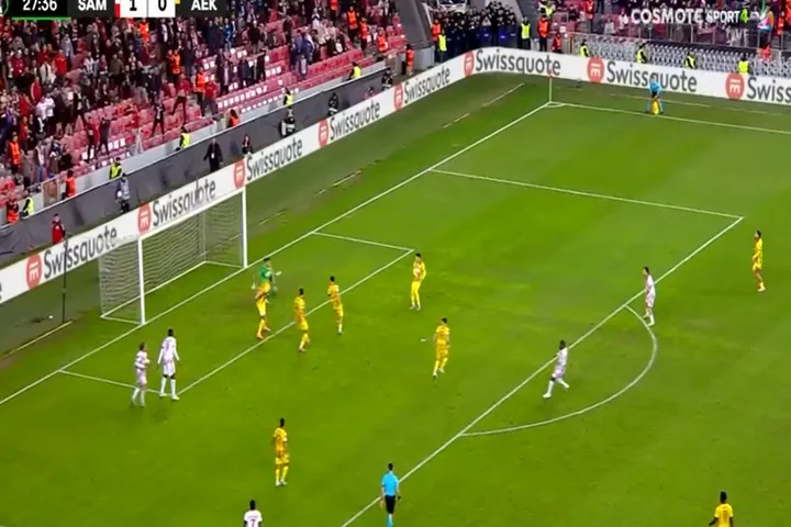 Ο Στρακόσα σταμάτησε το δυνατό σουτ του Εντσάμ, από το όριο της μεγάλης περιοχής, και διατήρησε το 1-0