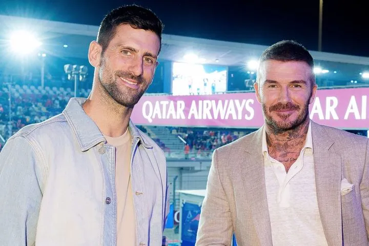 Ντέιβιντ Μπέκαμ και Νόβακ Τζόκοβιτς συναντήθηκαν στο Grand Prix στο Κατάρ και φωτογραφήθηκαν μαζί