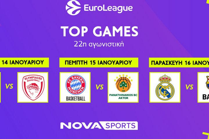 Μπασκετική πανδαισία με EuroLeague, τις εκτός έδρας αποστολές των «αιωνίων» & ισπανικό «El Clasico», EuroCup και Αθηναϊκό Qualco στο παρκέ του Novasports