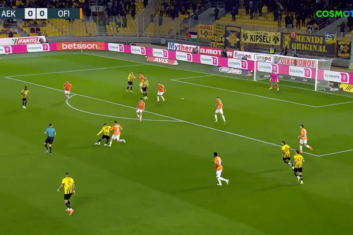 Δεύτερο δοκάρι για την ΑΕΚ: Η βολίδα του Μαρίν βρήκε τη συμβολή των δοκών και πέρασε άουτ