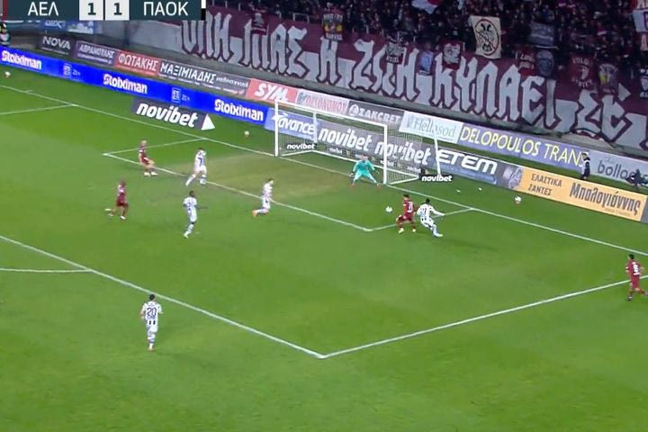 Το γκολ της ΑΕΛ Novibet που ακυρώθηκε στο 90'+7' κόντρα στον ΠΑΟΚ με χρήση VAR