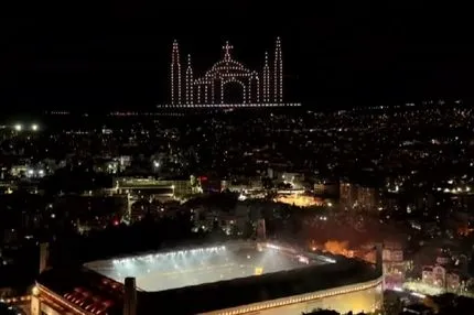 Το επικό drone show για τη φιέστα της ΑΕΚ - Δικέφαλος Αετός, Αγιά Σοφιά και Κούπα